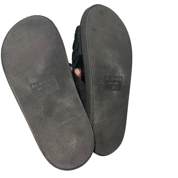 Alohas Womens Sandals Size 39 Black Marshmallow Quilted Casual Slingback - Picture 5 of 9